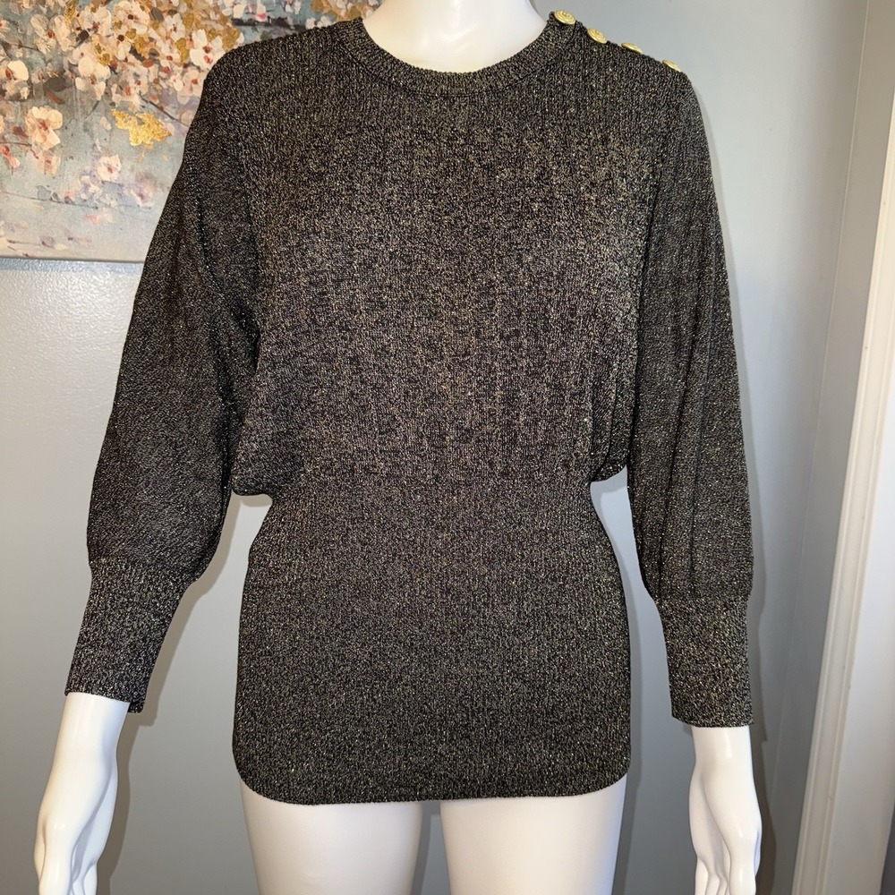 Women's Lightweight Sweater with Gold Metallic Thread Size L Eva Mendes NY&C NWT